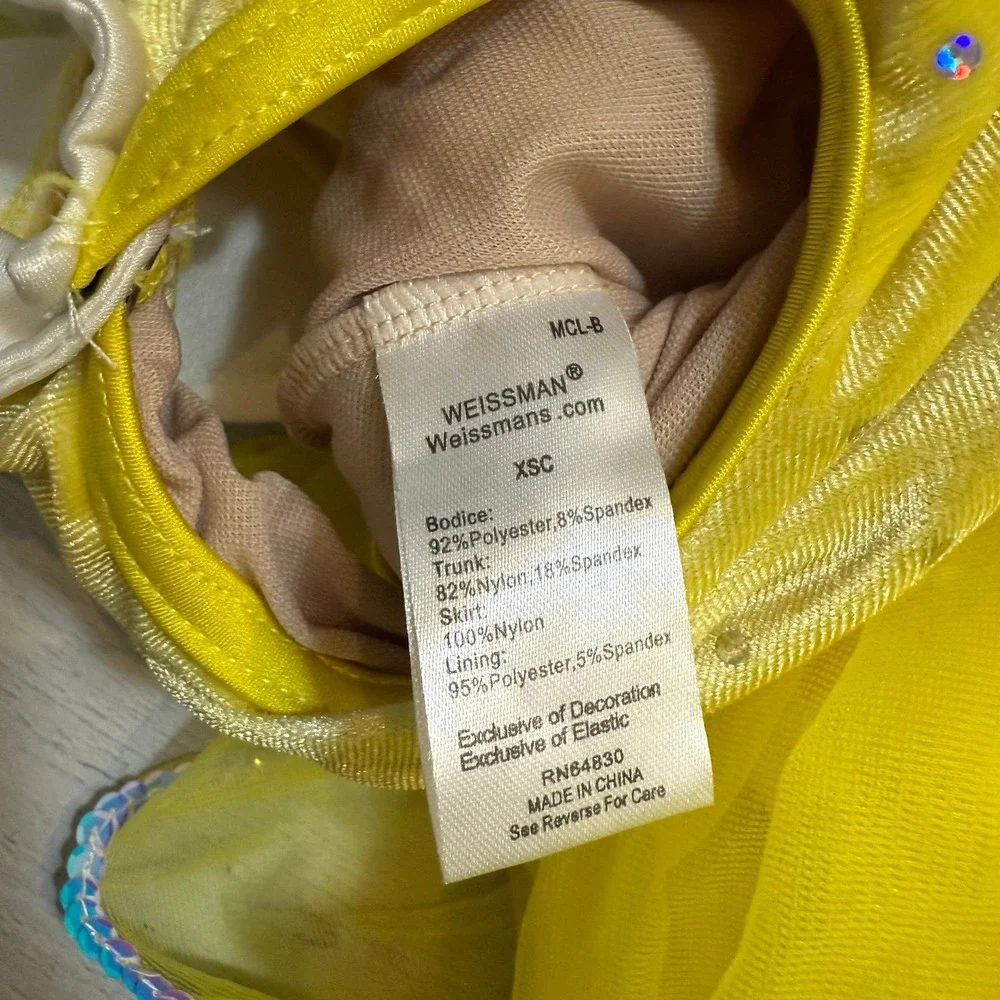 Weissman yellow tutu one piece‎ dance dress costume child XS